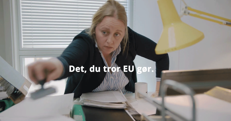 "Vad du tror EU gör" - klippbild från en av filmerna som Interreg Öresund-Kattegat-Skagerrak använder i marknadsföringen av kampanjen.